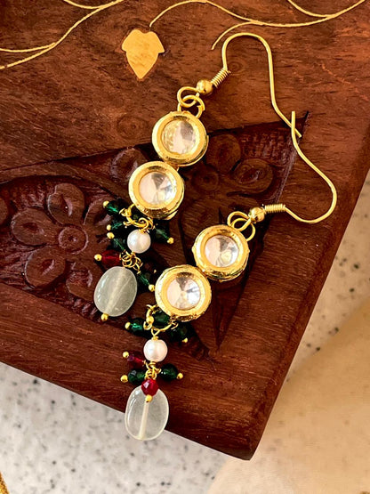 Kundan with Stones beads and Cheer Choker with Earring set