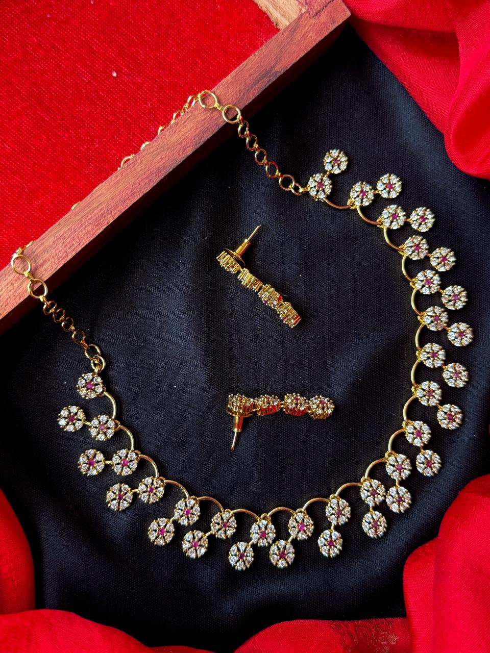 AD Stone Partywear Choker with Earring set
