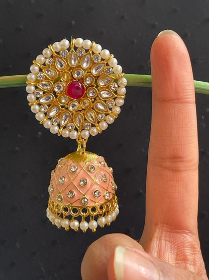 Meenakari Dome Shape Jhumka Earring