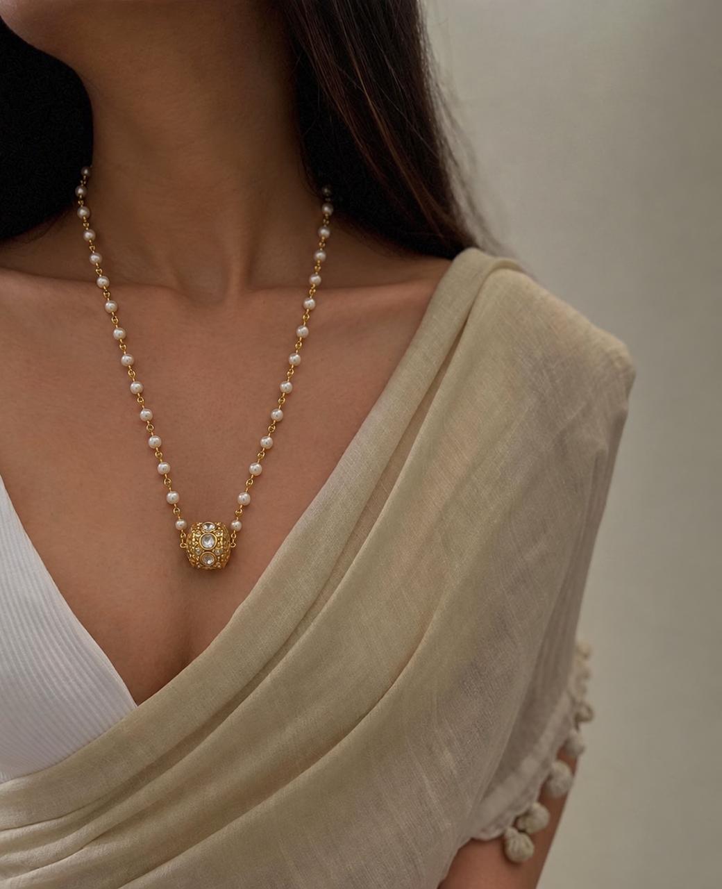 Meenakari Ball Pendant Beaded Chain Necklace