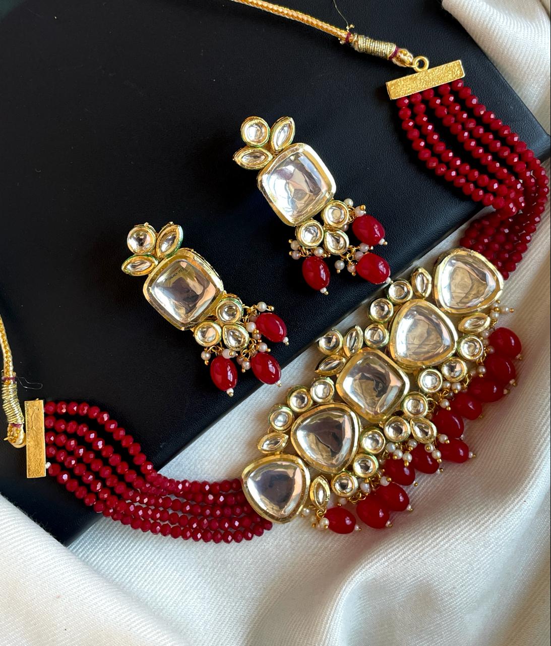 Kundan Heavy Partywear Choker with Earring Set