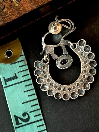 Oxidized Elephant shape Circular Stud Earring