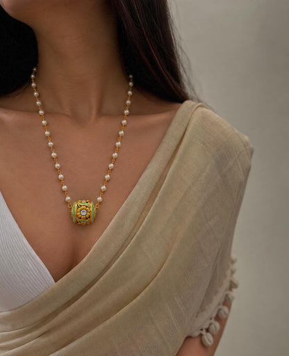 Meenakari Ball Pendant Beaded Chain Necklace