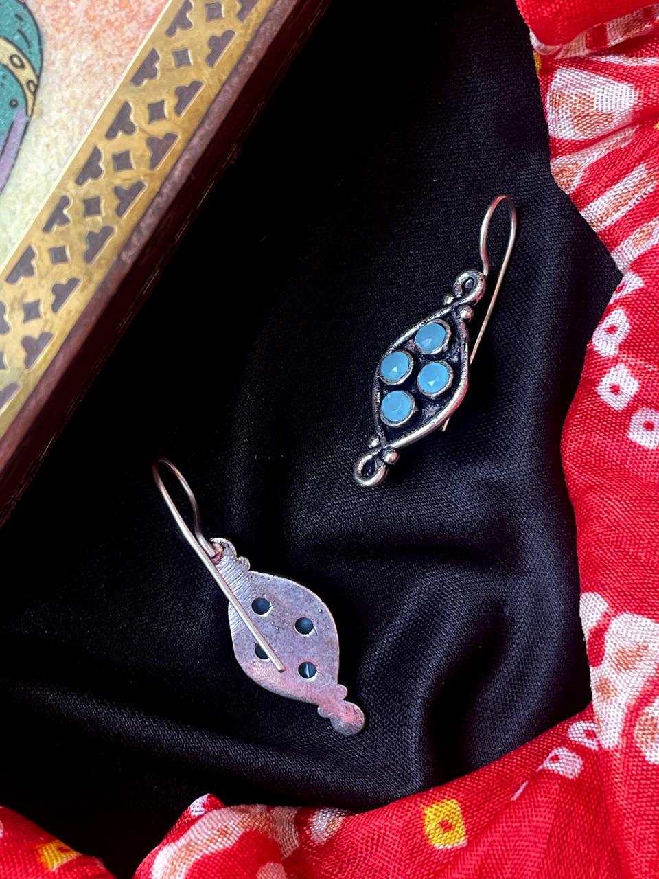 Monalisa Stone Oxidized Hanging Earring