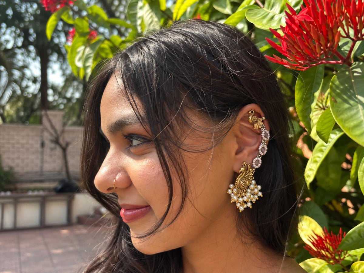 Peacock shape Dual Tone Partywear Earr Cuff