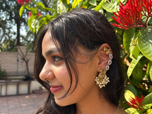 Peacock shape Dual Tone Partywear Earr Cuff