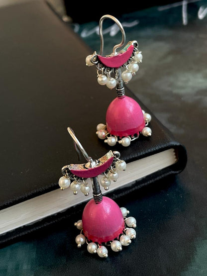 Hand Painted Chandbali with Jhumki Earring