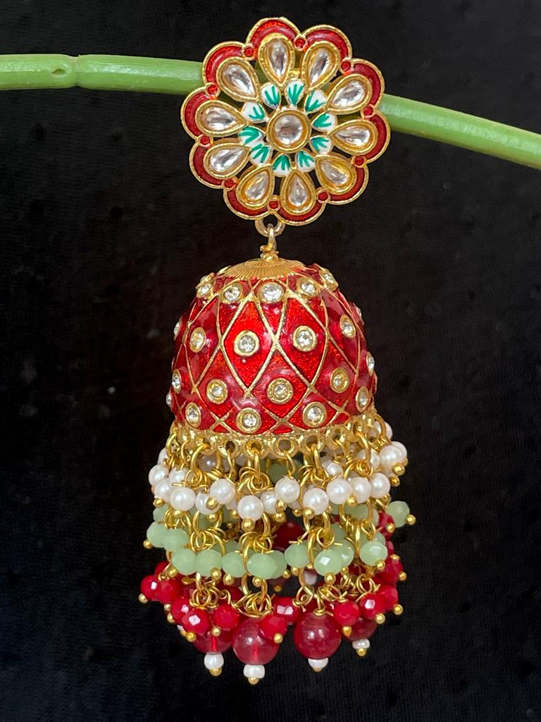 Meenakari Heavy Dome Shape Jhumka