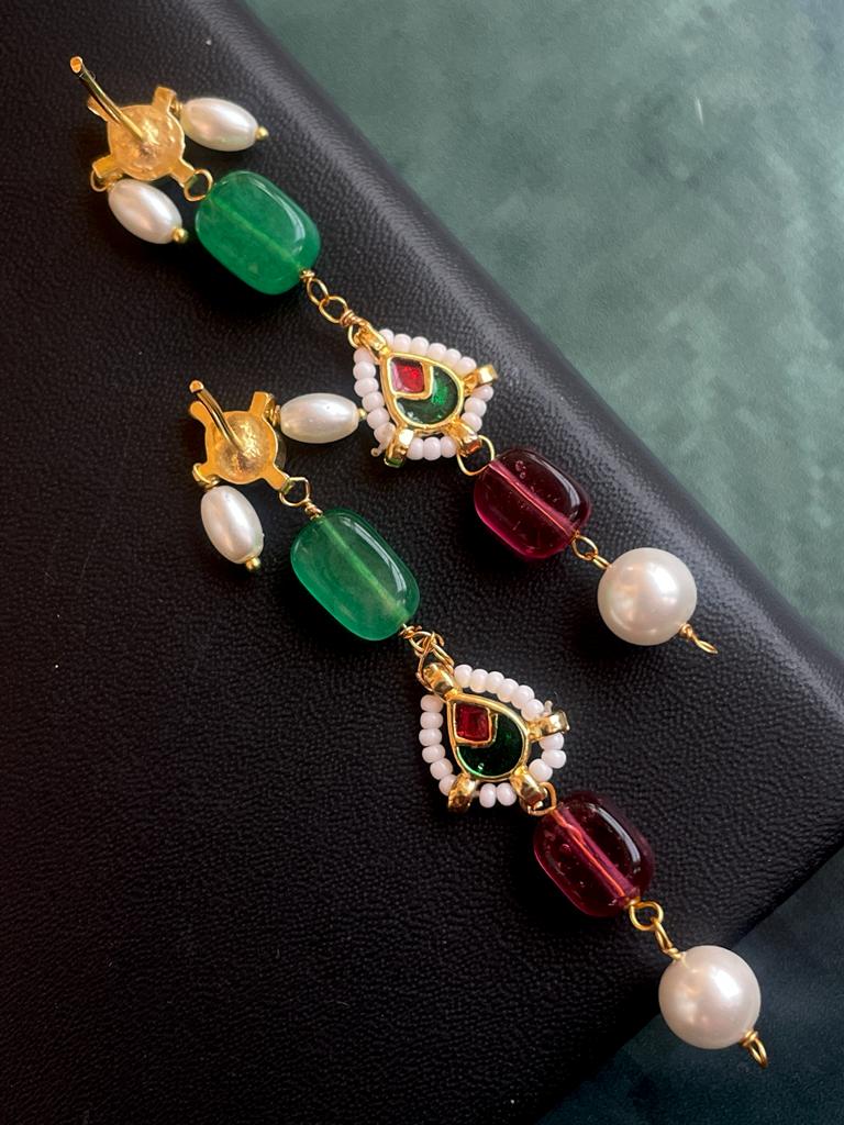 Semi Precious Stones with Pearl and Pachi Kundan Earring