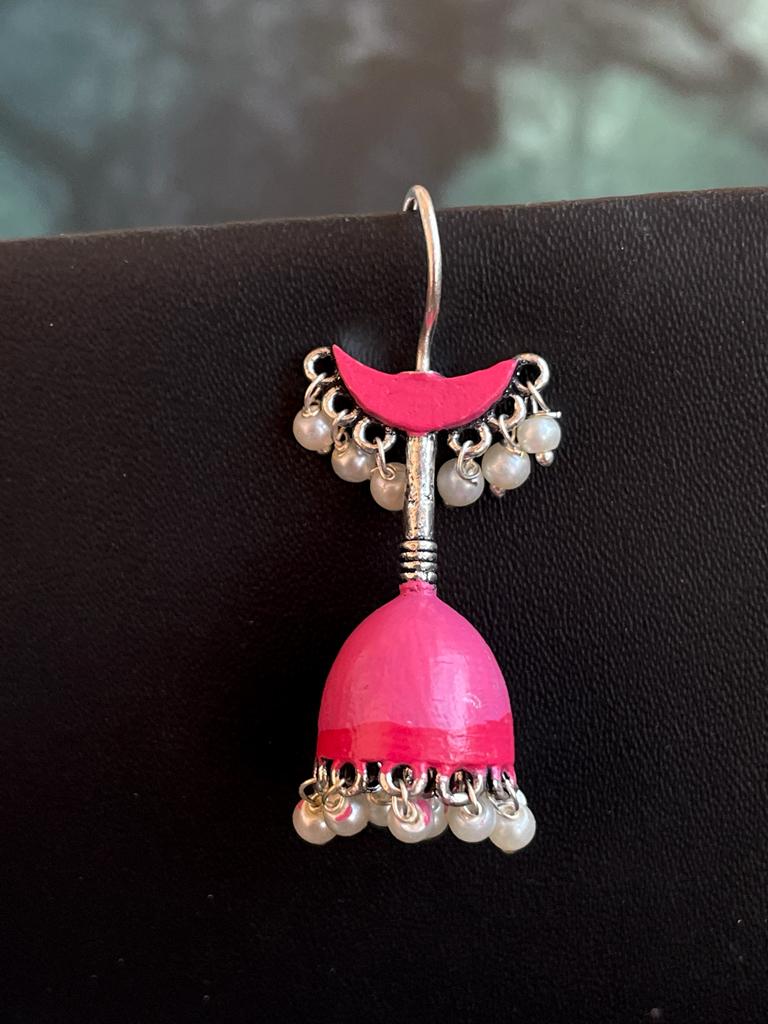 Hand Painted Chandbali with Jhumki Earring