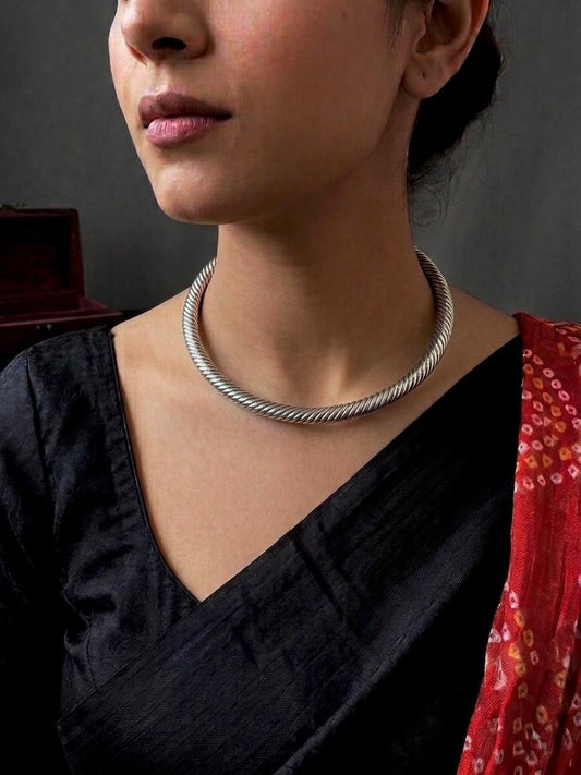 Silver Designer Hasli Choker Necklace