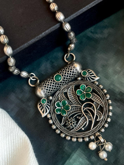 Black Polish Oxidized Pendant Necklace