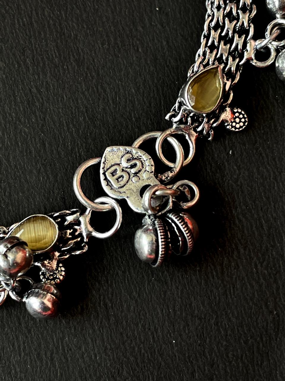 Monalisa Stone Silver Replica Ghunghroo Anklet