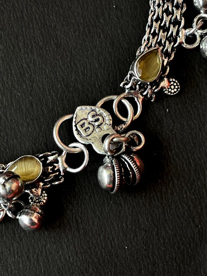 Monalisa Stone Silver Replica Ghunghroo Anklet