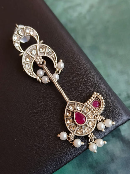 Silver Replica Chandbali Monalisa Stone Earring