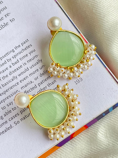 Monalisa Stone and Pearl Beaded Stud Earring