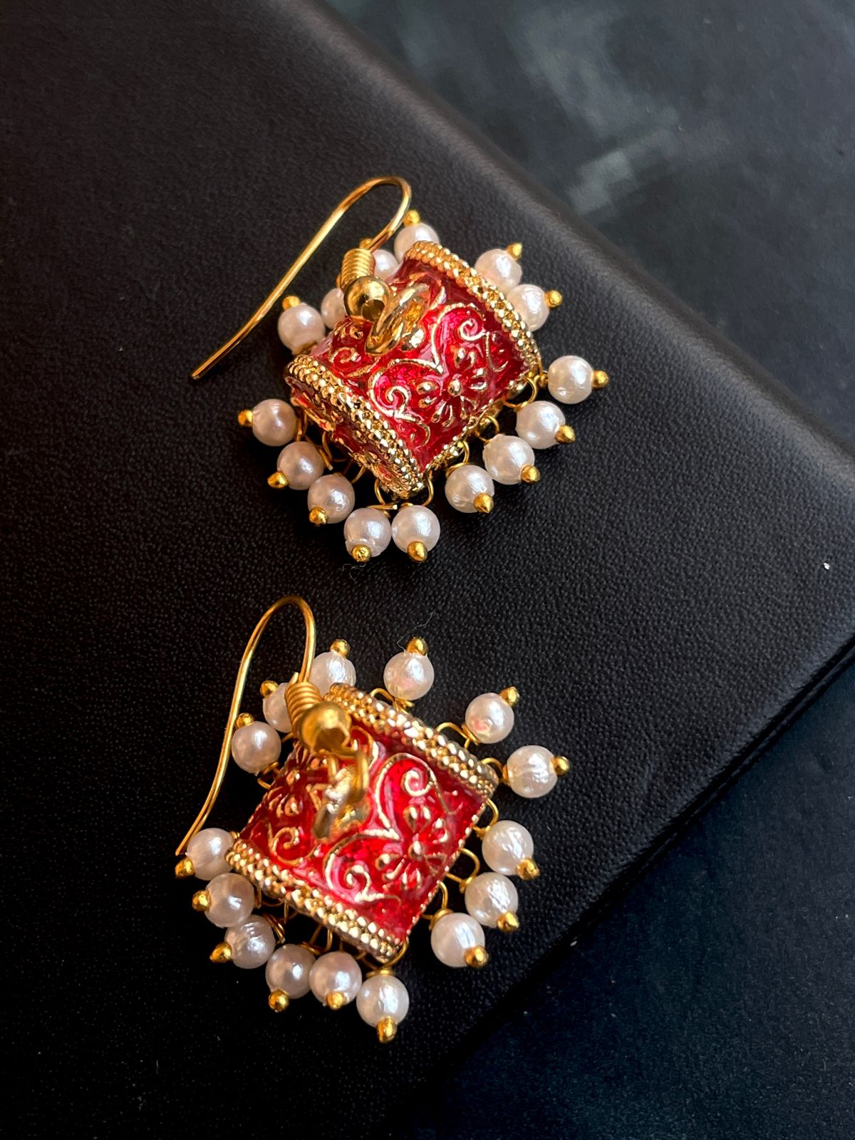 Meenakari Box and Jhumki set of 2 pairs