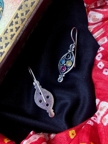 Monalisa Stone Oxidized Hanging Earring
