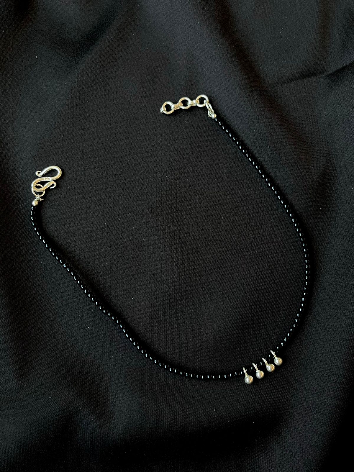 Beaded Gunghroo 92.5 Silver Anklet