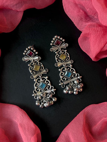 Monalisa Stone Silver Replica Partywear Earring