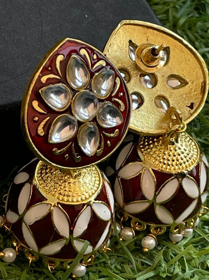 Meenakari Kundan Jhumka Earring