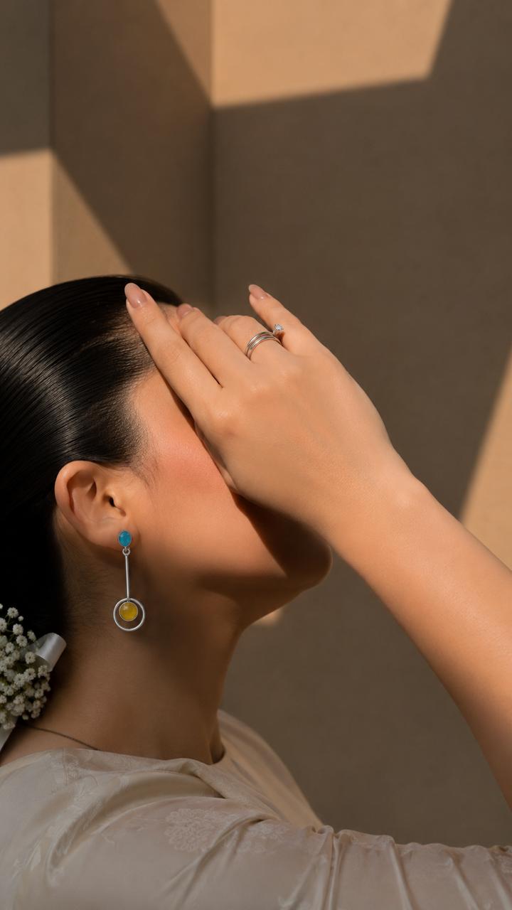 Monalisa Stone Silver Replica Earring