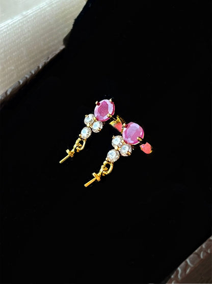 AD with Pink Stone Earring