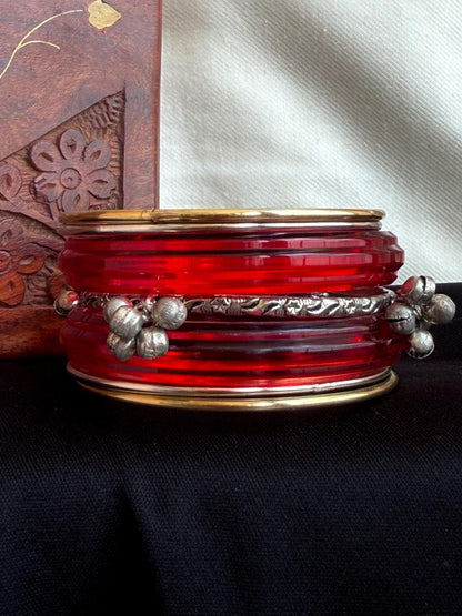 Acrylic Bangle with Metal Bangles set