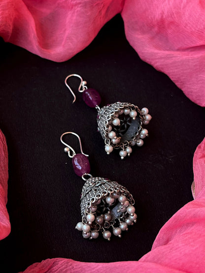 Black Polish Antique Look Earring