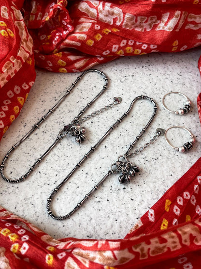 Oxidized Anklet and Earring set
