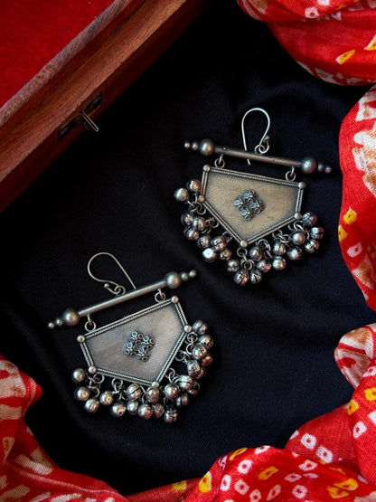 Oxidized Pendant Beaded Multi Layered Mala Necklace with Earring set