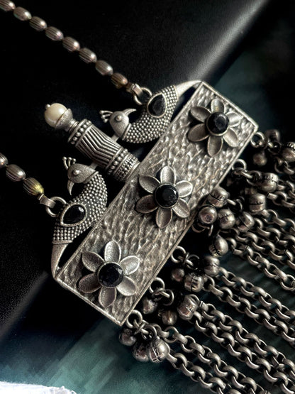 Black Polish with Ghunghroo Latkan Antique Heavy Necklace