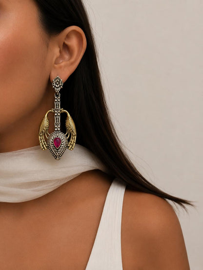 Dual Tone Oxidized Earring