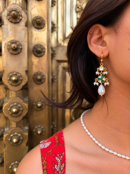 Pachi Kundan Stone Beaded Earring