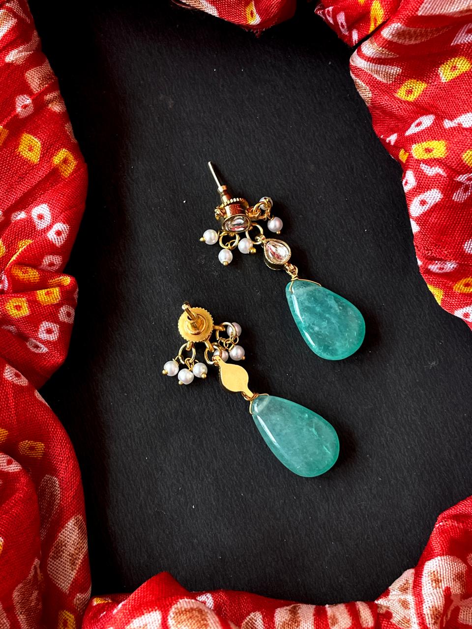 Monalisa Stone Pachi Kundan Beaded Earring