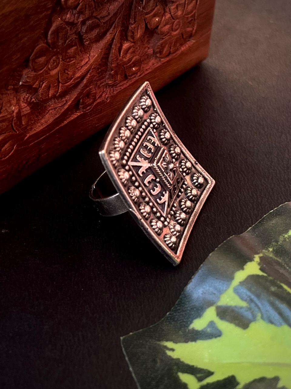 Oxidized Silver Replica Square Ring