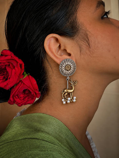 Cow Shape Dual Tone Earring
