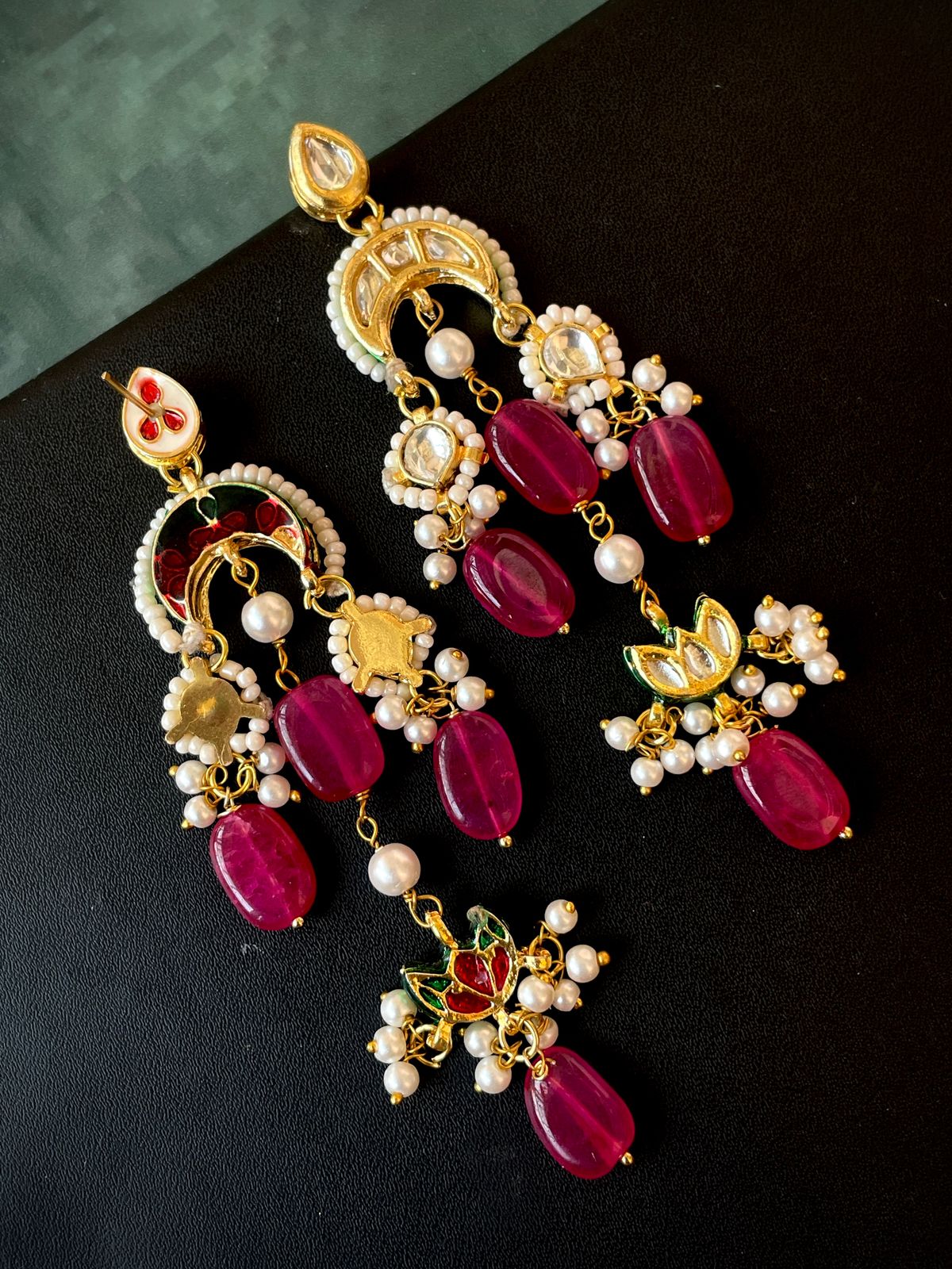 Pachi Kundan Jade Stone Beaded Earring