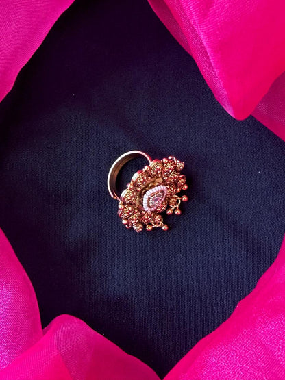 Rajwadi Golden Partywear Ring