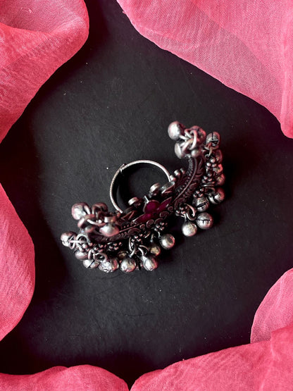 Black Polish Chandbali Ring