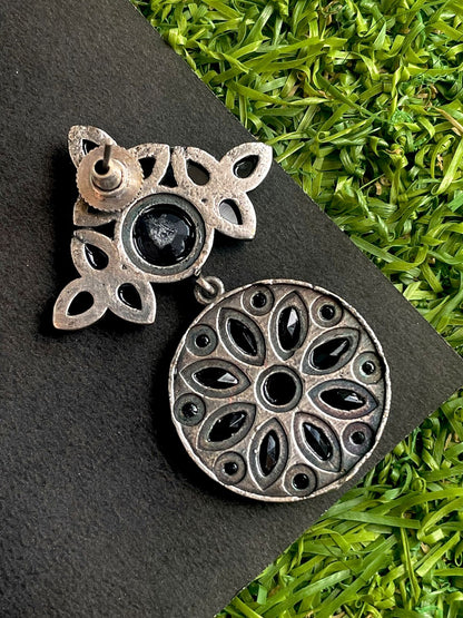 Oxidized Stone work Earring