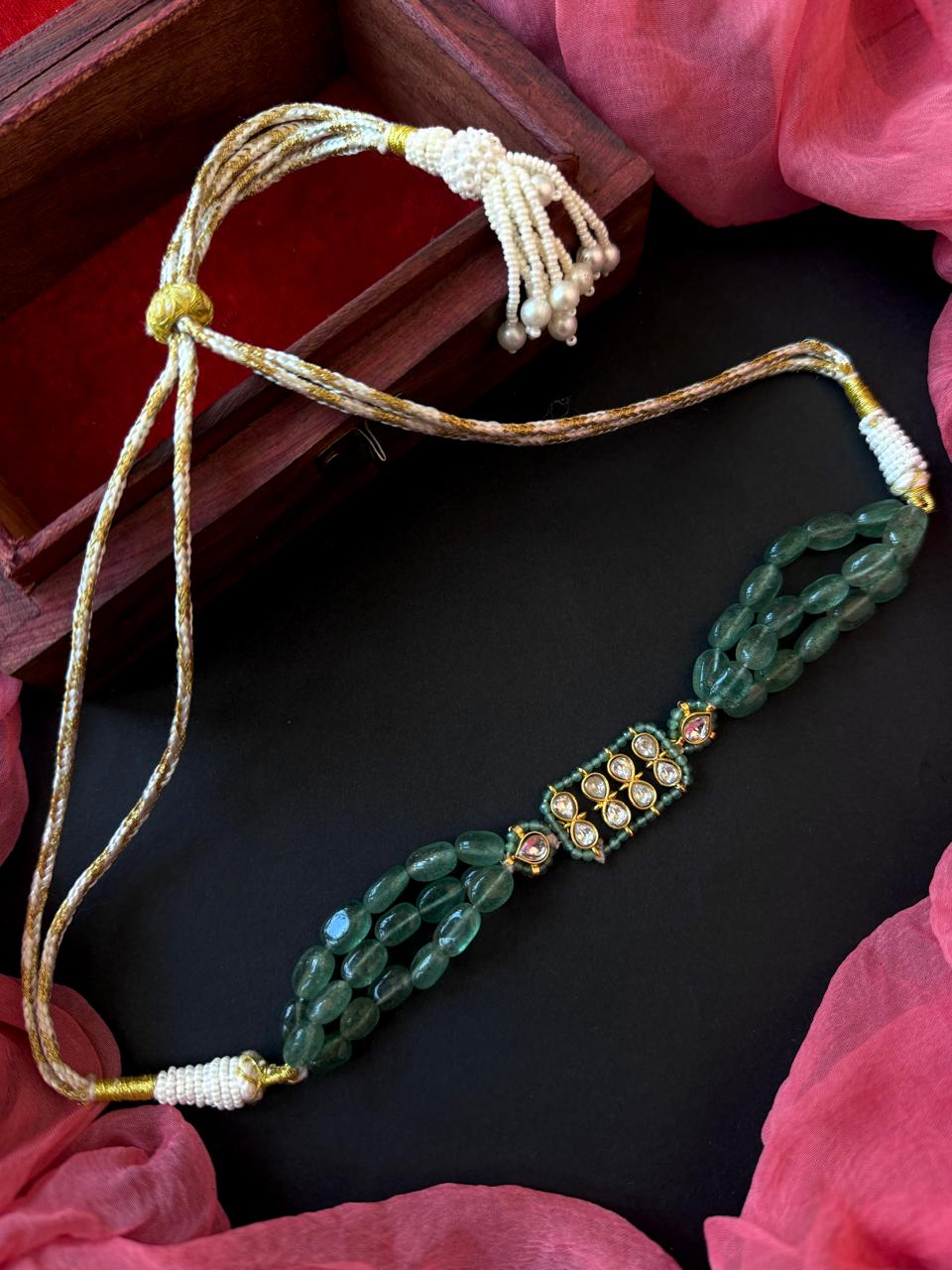 Pachi Kundan Stone Beaded Choker Necklace