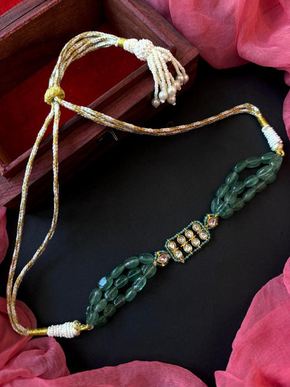 Pachi Kundan Stone Beaded Choker Necklace