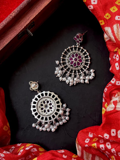 Oxidized Silver Replica Antique Earring