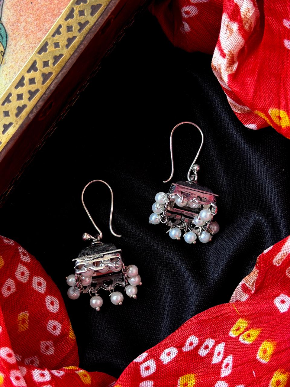 Silver Replica Beaded Jhumki Earring