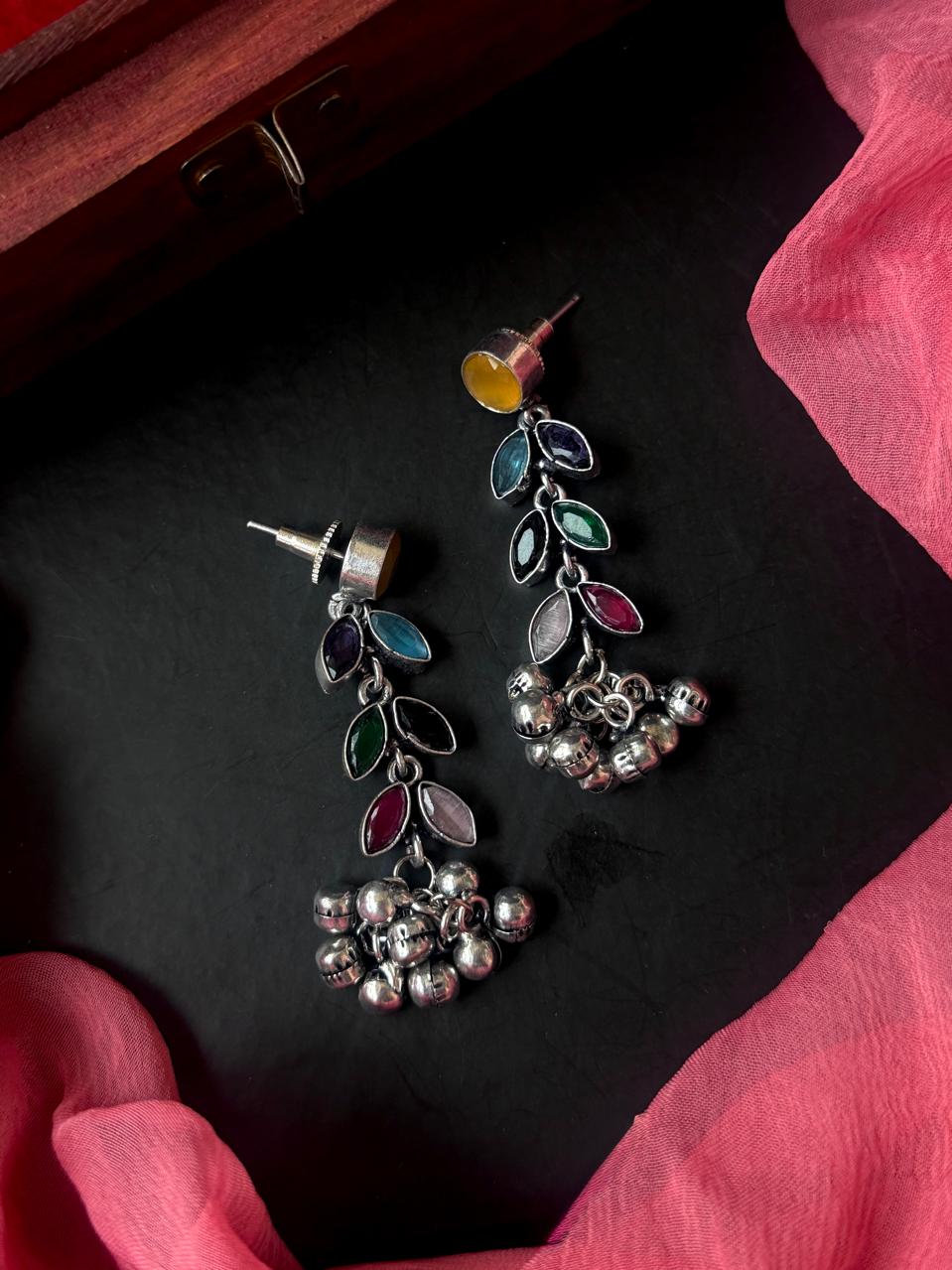 Monalisa Stone Silver Replica Partywear Earring