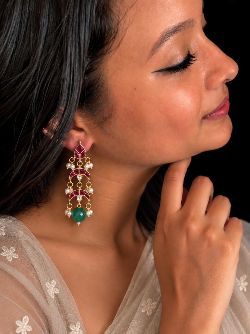 Pachi Kundan with Stone Beaded Earring
