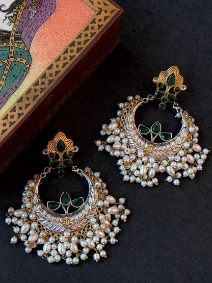 Monalisa Stone Dual Tone Chandbali Partywear Earring