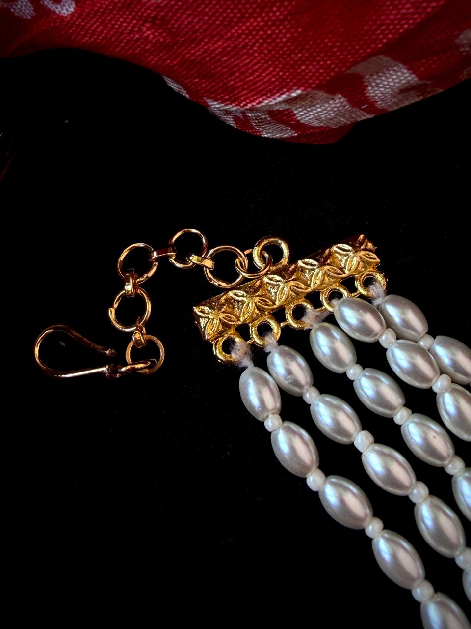 Pearl and Beads Five Layered Ear Chain