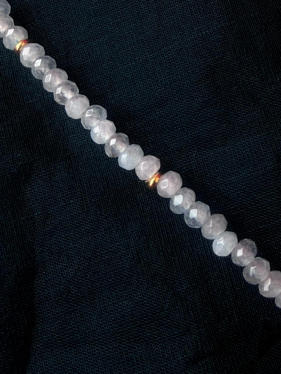 Stone Beads Golden Ring Single Layer Mala